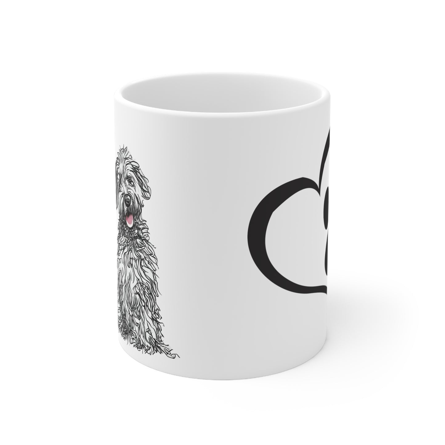 Whoodle (or any Dog) and Heart Paw Ceramic Mug 11oz
