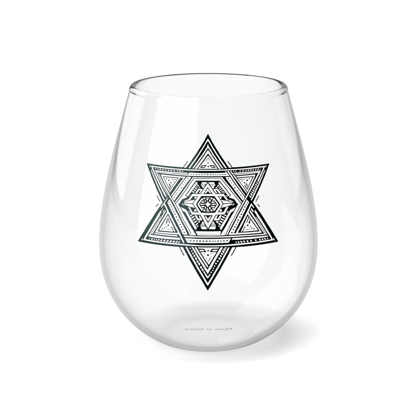 Stemless Wine Glass, 11.75oz - Star of David