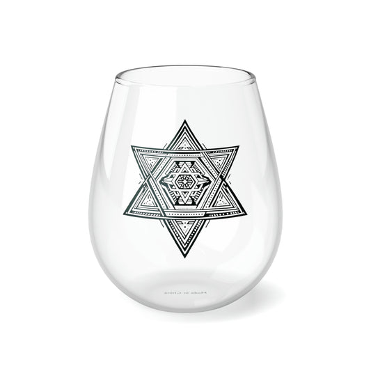 Stemless Wine Glass, 11.75oz - Star of David