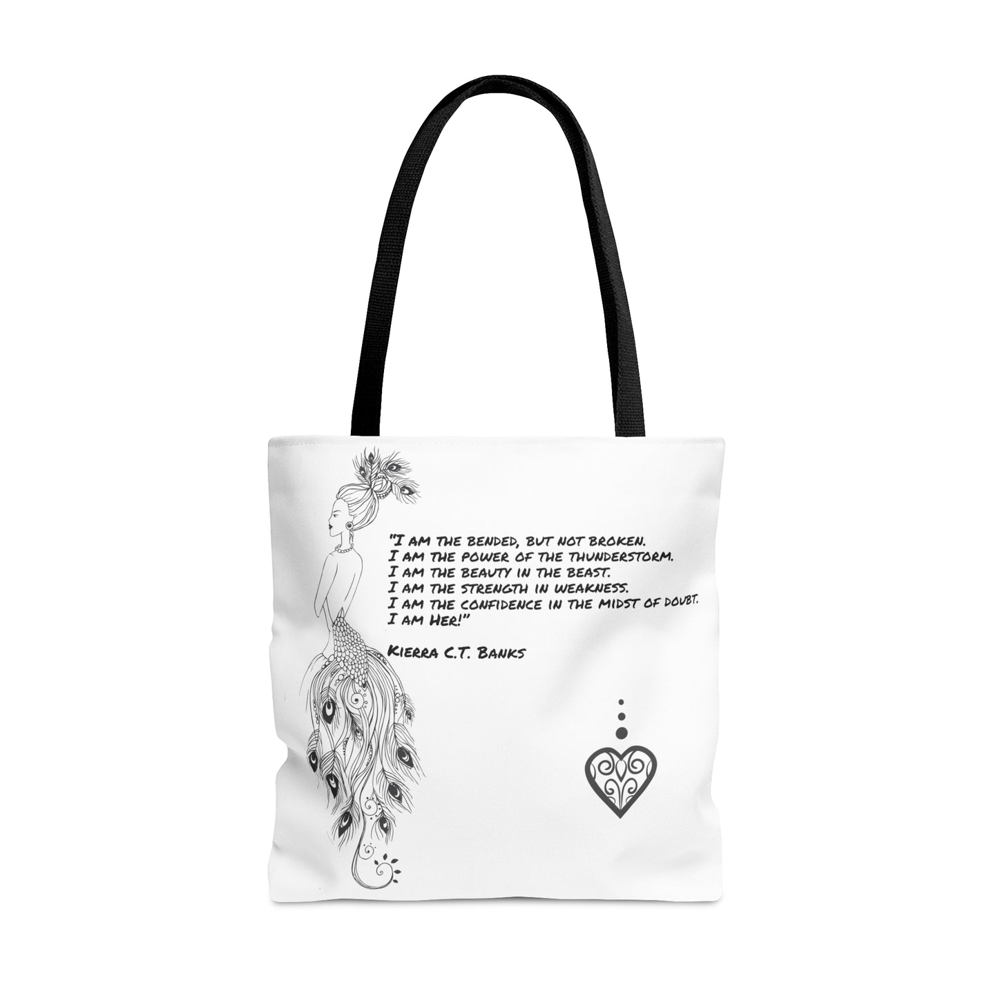 Peacock Girl Mandala with Inspirational Tote Bag (AOP)