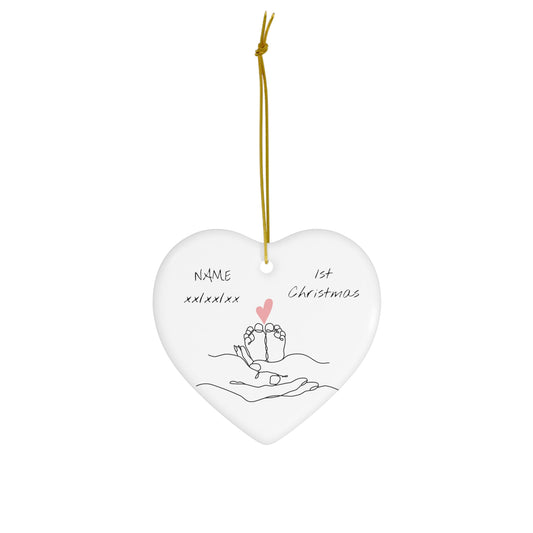 Baby Girls First Christmas Ceramic Ornament, 4 Shapes