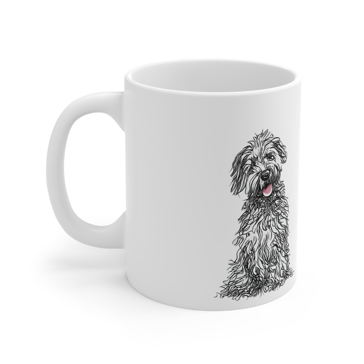 Whoodle (or any Dog) and Heart Paw Ceramic Mug 11oz