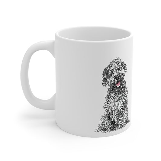 Whoodle (or any Dog) and Heart Paw Ceramic Mug 11oz