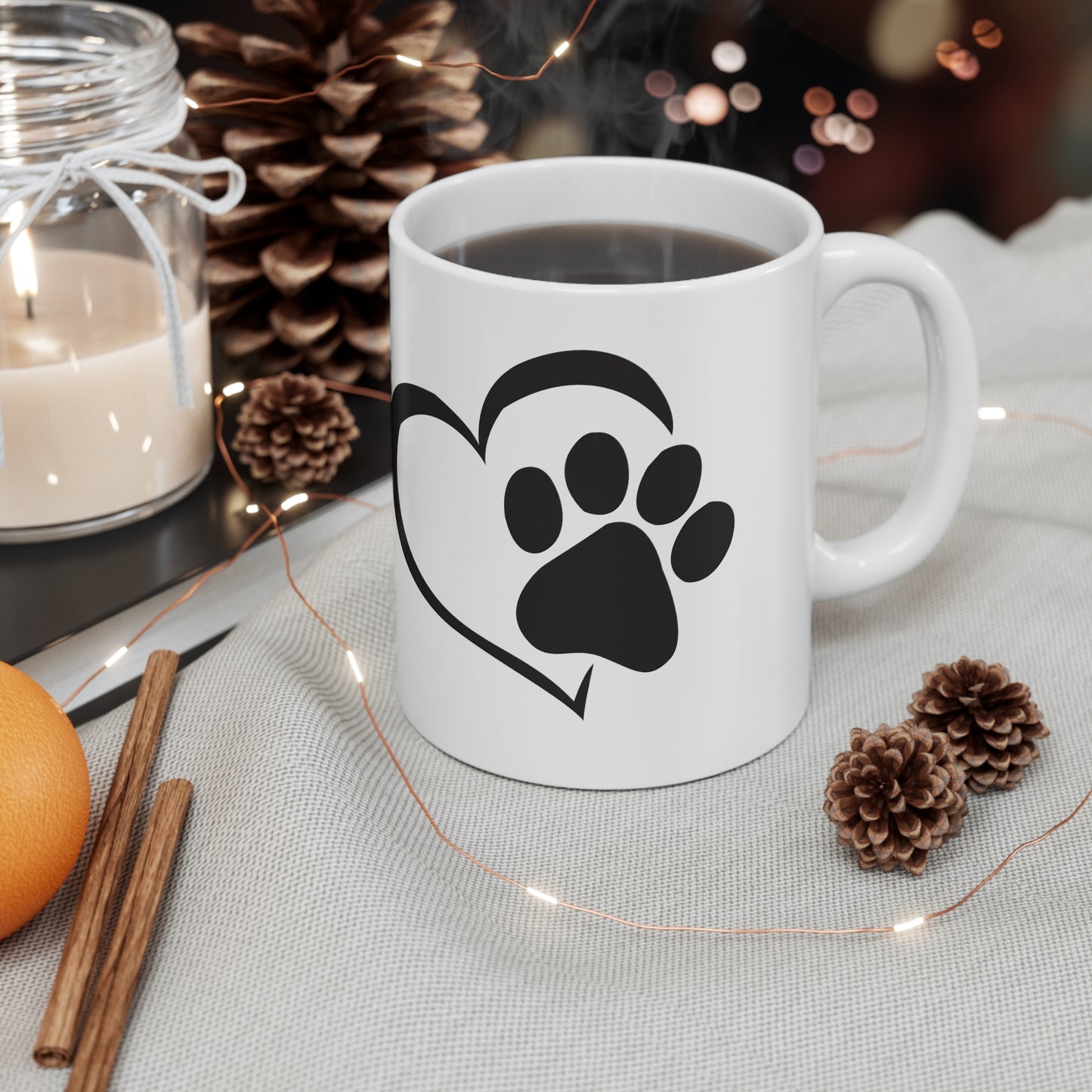 Whoodle (or any Dog) and Heart Paw Ceramic Mug 11oz