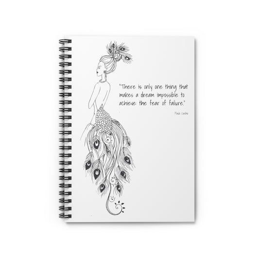 Mandala Peacock Girl with Inspiration Quote Spiral Notebook - Ruled Line