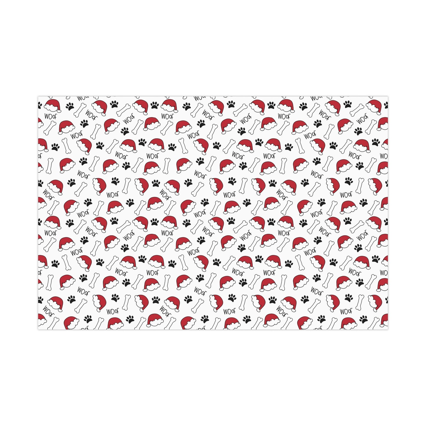 Santa Hat with dog bones and Woof Holiday Gift Wrap Papers
