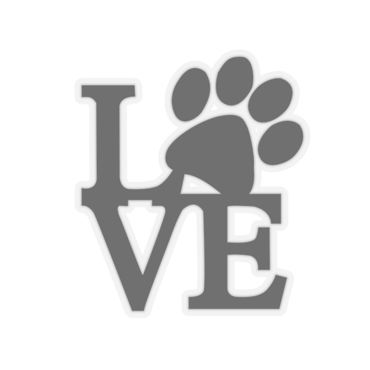 Dog Paw Print LOVE Kiss-Cut Stickers