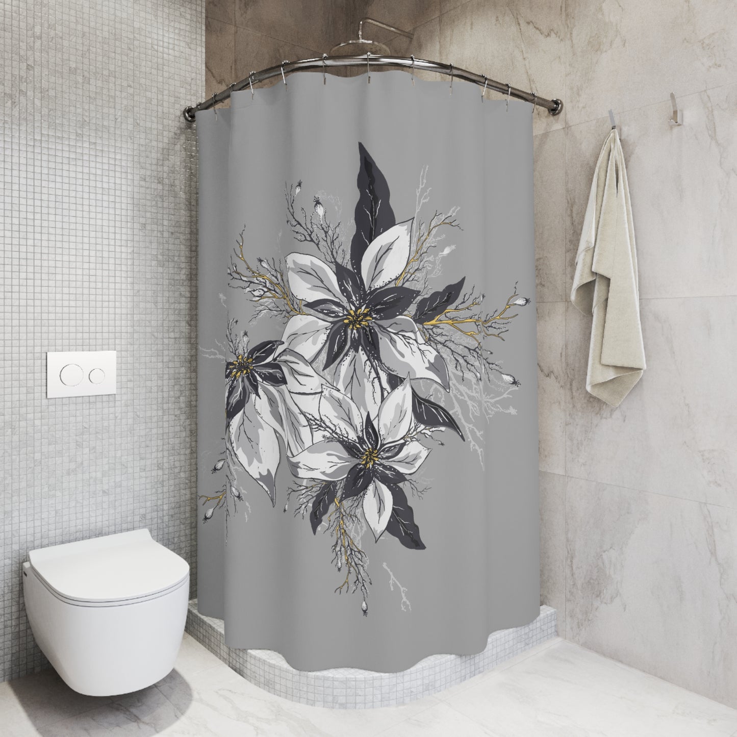 Light Grey Polyester Shower Curtain