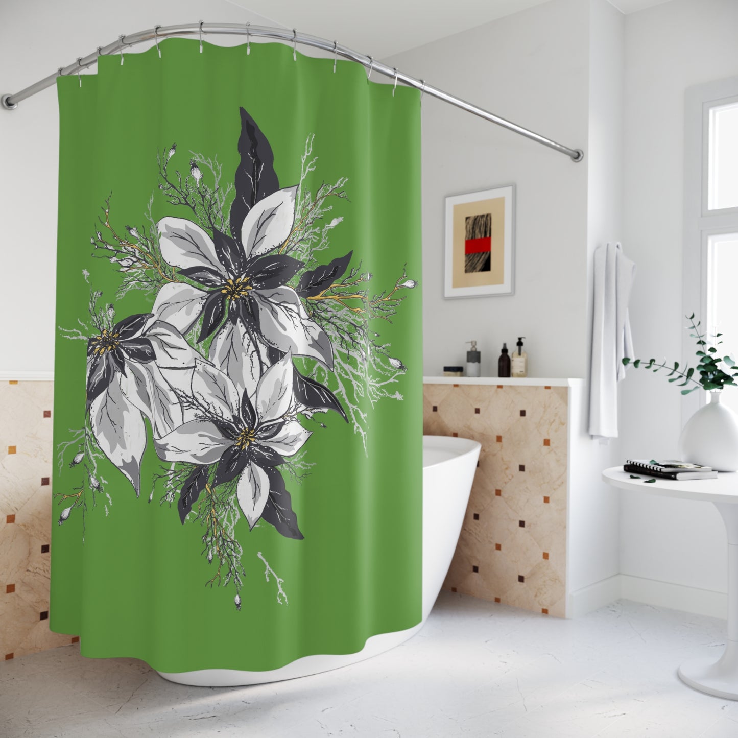 Light Green Polyester Shower Curtain