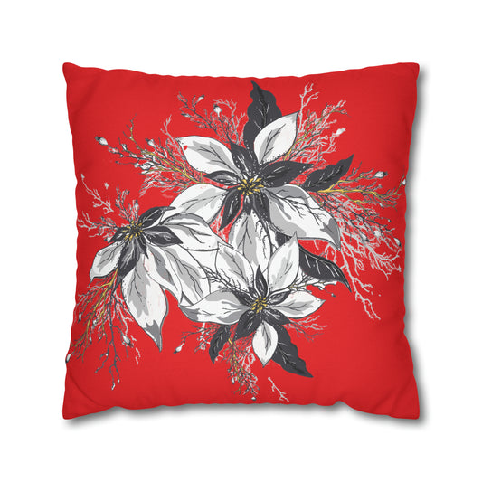 Red Spun Polyester Square Pillow Case