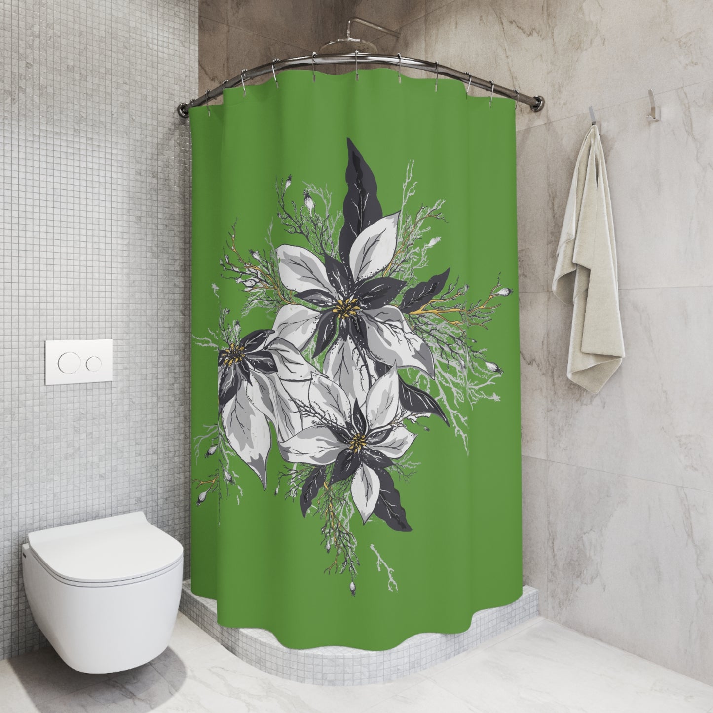 Light Green Polyester Shower Curtain