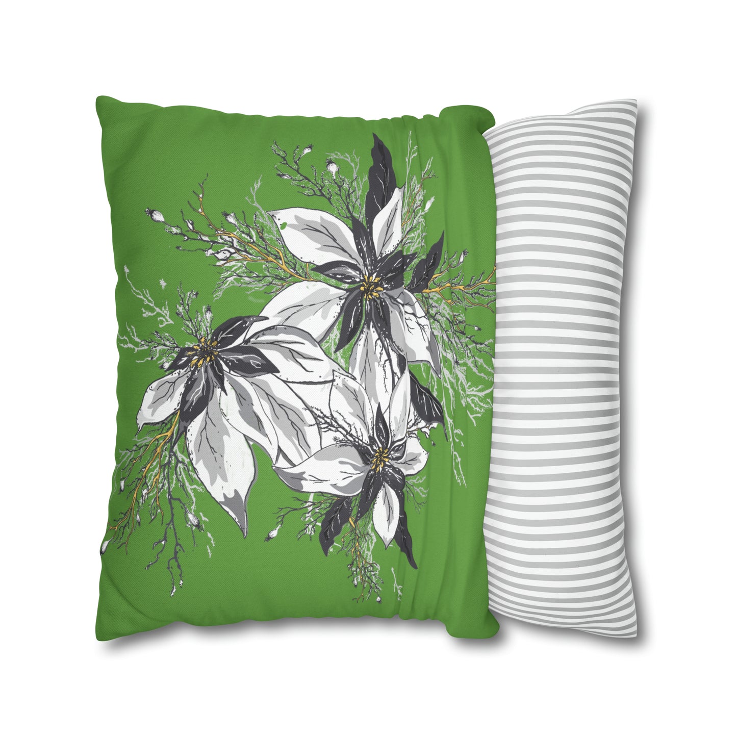 Light Green Spun Polyester Square Pillow Case