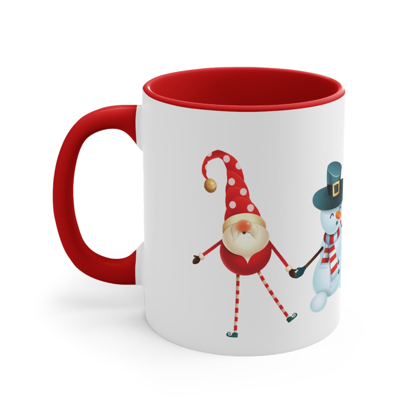 Dancing Elves, with Christmas Tree and Snowman Holiday Accent Coffee Mug, 11oz