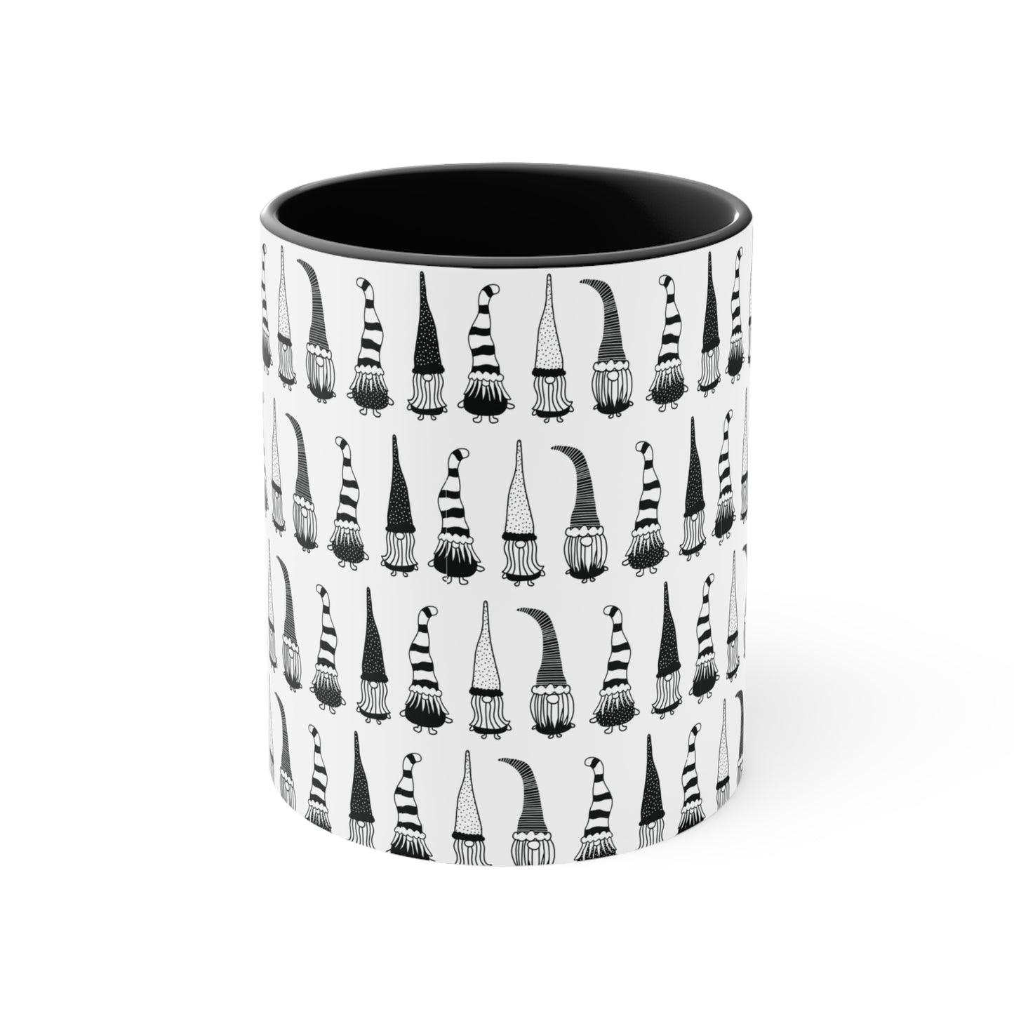 Black and White Gnome Accent Coffee Mug, 11oz