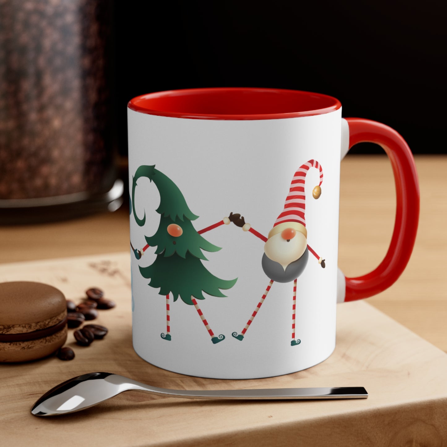 Dancing Elves, with Christmas Tree and Snowman Holiday Accent Coffee Mug, 11oz