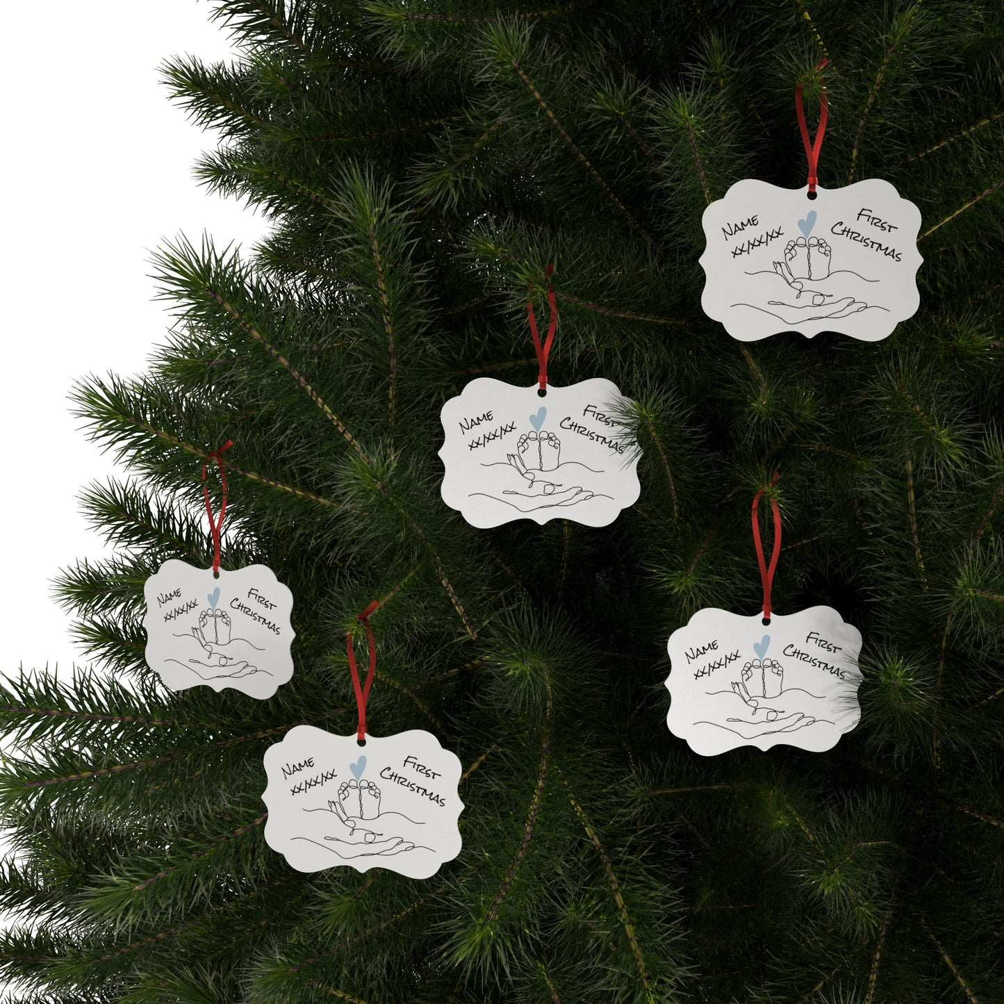 Baby Boys First Christmas Aluminum Ornaments (1pc, 5pcs, 10pcs, 20pcs)