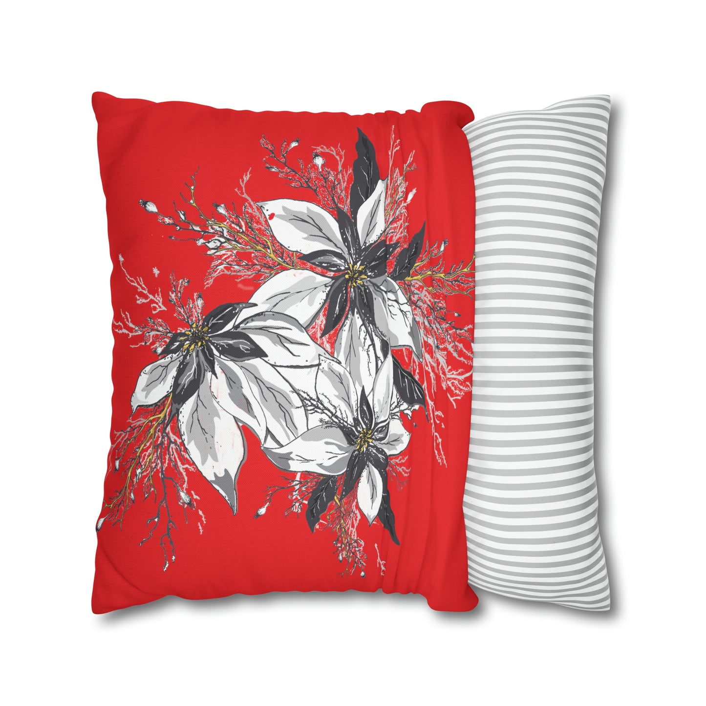 Red Spun Polyester Square Pillow Case