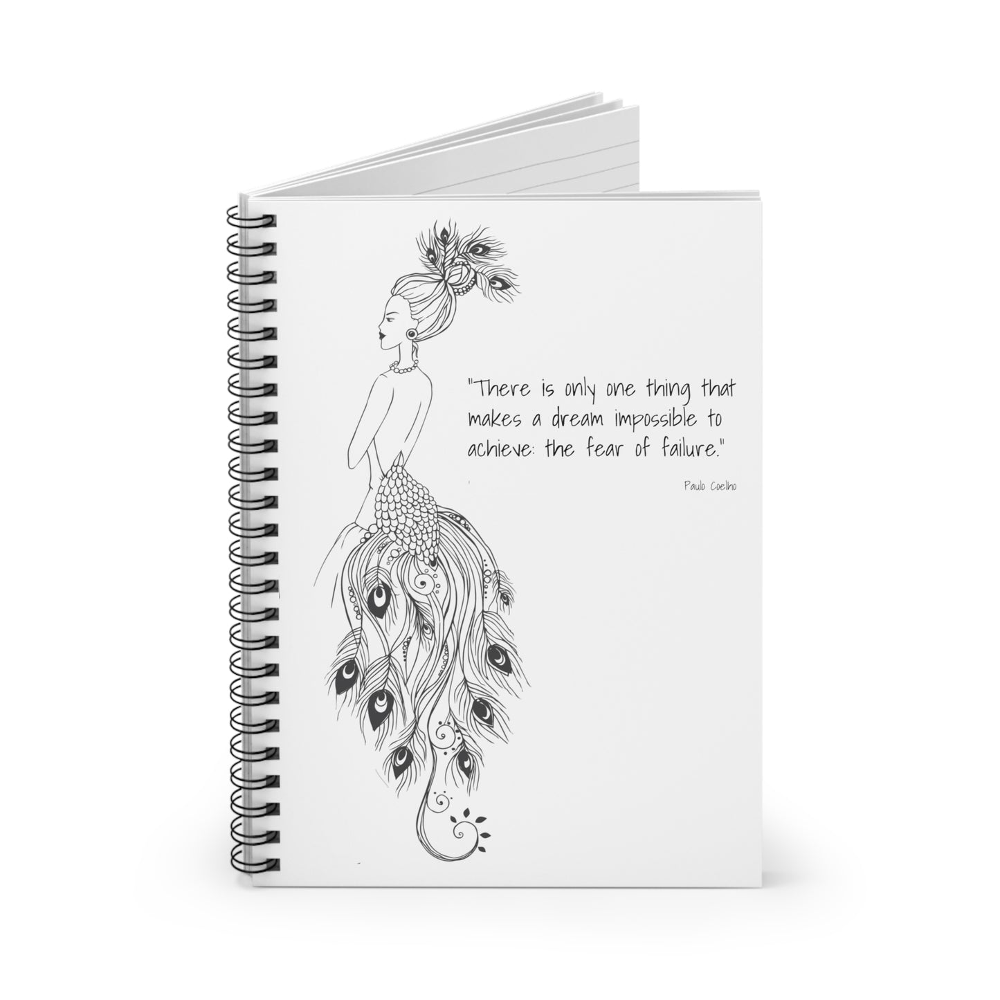 Mandala Peacock Girl with Inspiration Quote Spiral Notebook - Ruled Line