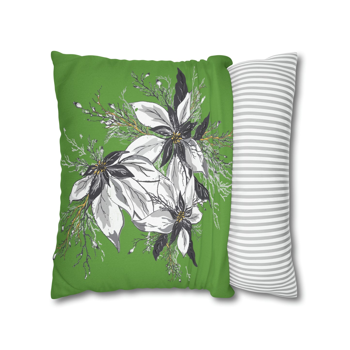 Light Green Spun Polyester Square Pillow Case