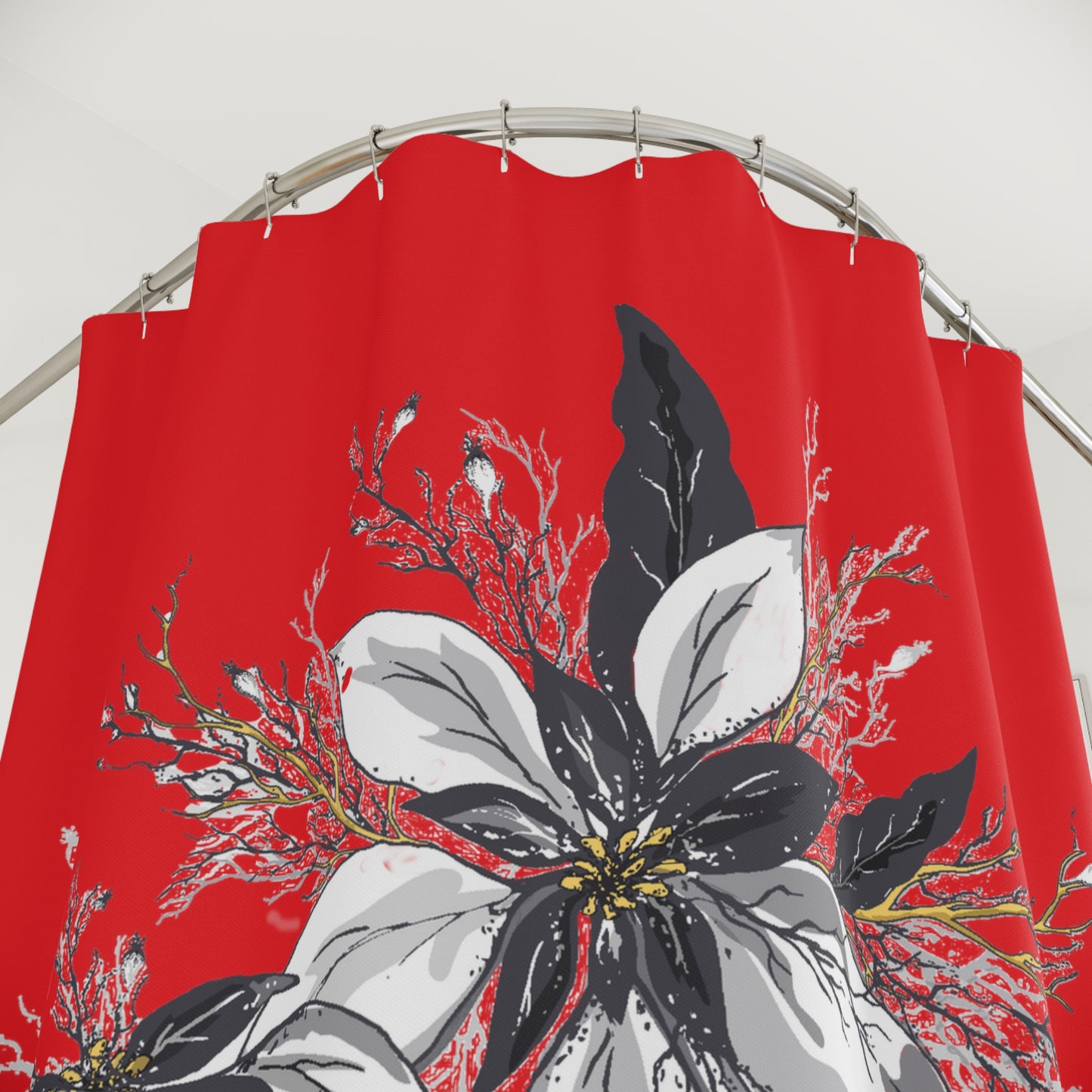 Red Polyester Shower Curtain