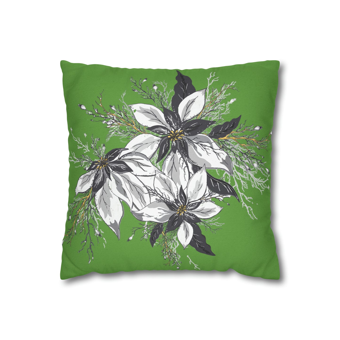 Light Green Spun Polyester Square Pillow Case