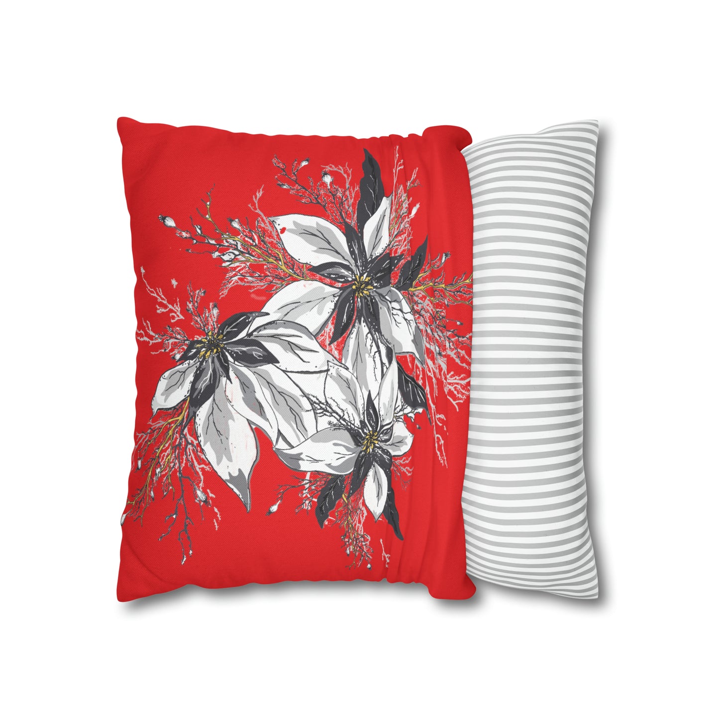 Red Spun Polyester Square Pillow Case