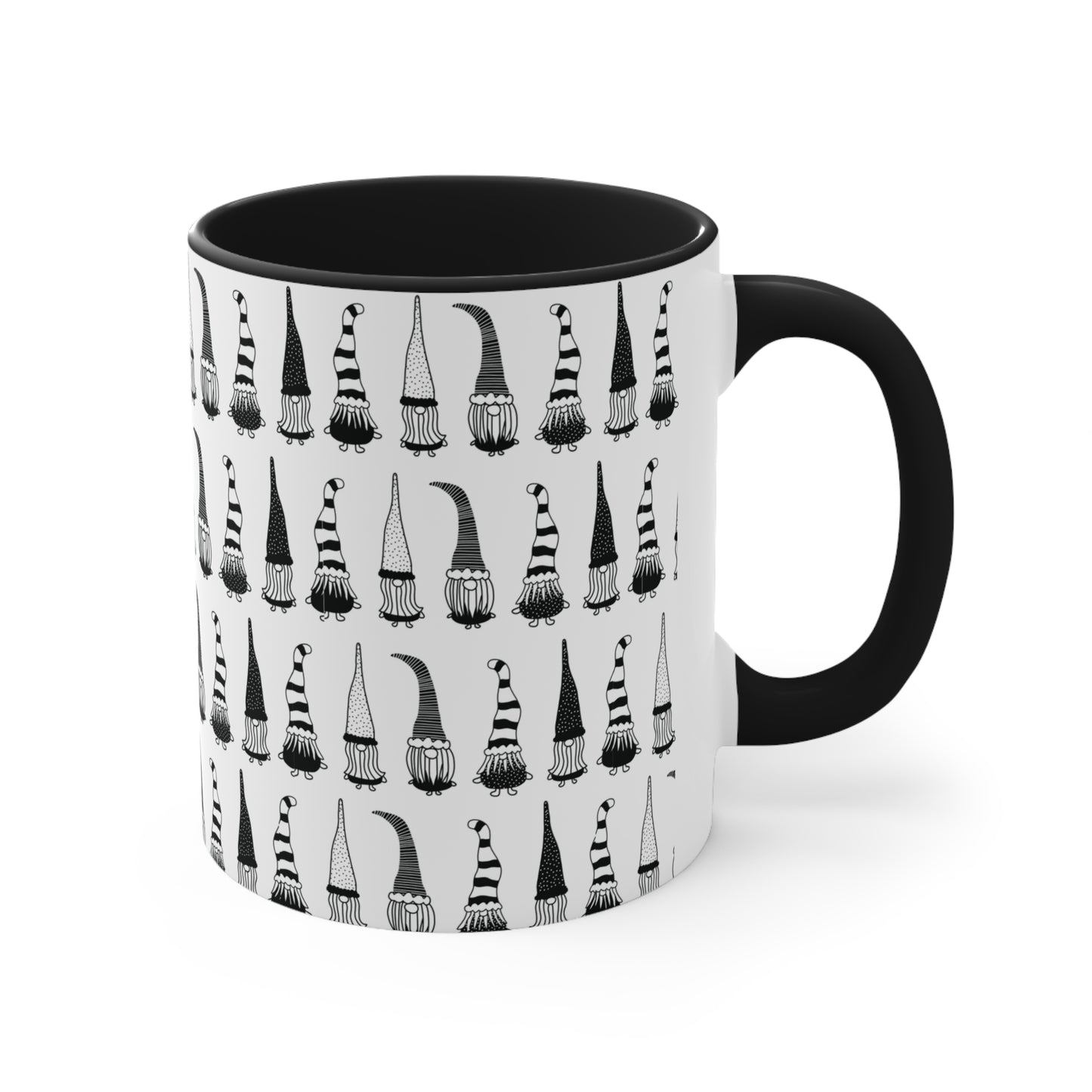 Black and White Gnome Accent Coffee Mug, 11oz