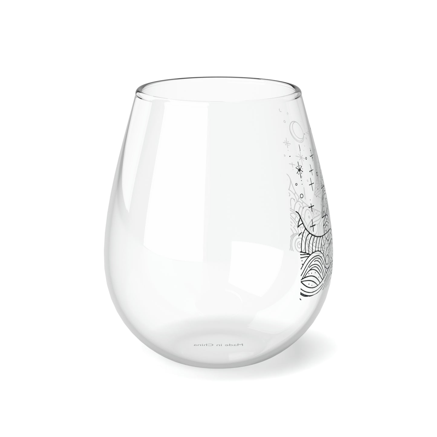 Stemless Wine Glass, 11.75oz - Christmas Tree