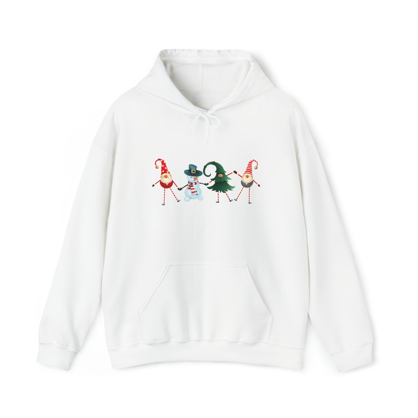 Dancing Elves, Christmas Tree, and Snowman Holiday Unisex Heavy Blend™ Hooded Sweatshirt