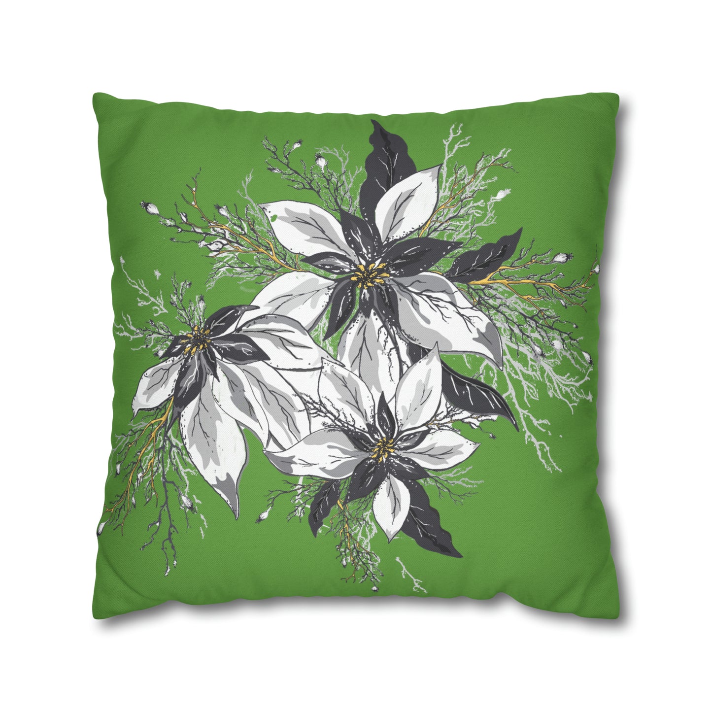 Light Green Spun Polyester Square Pillow Case