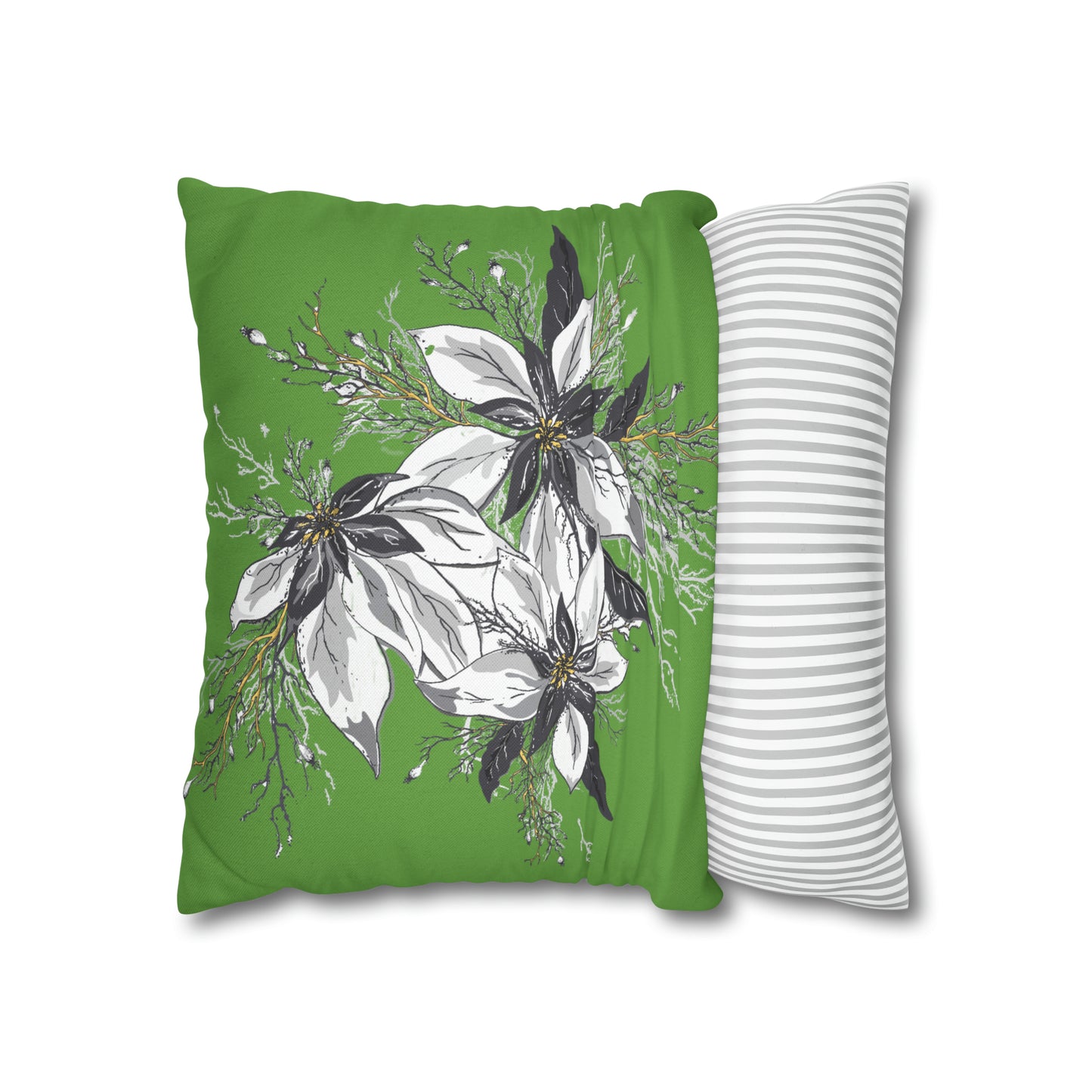 Light Green Spun Polyester Square Pillow Case