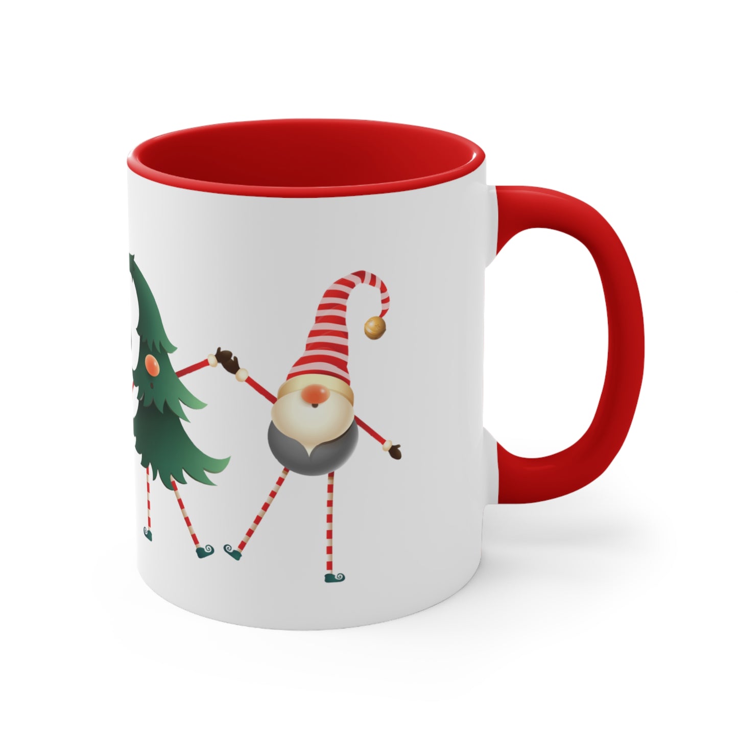 Dancing Elves, with Christmas Tree and Snowman Holiday Accent Coffee Mug, 11oz