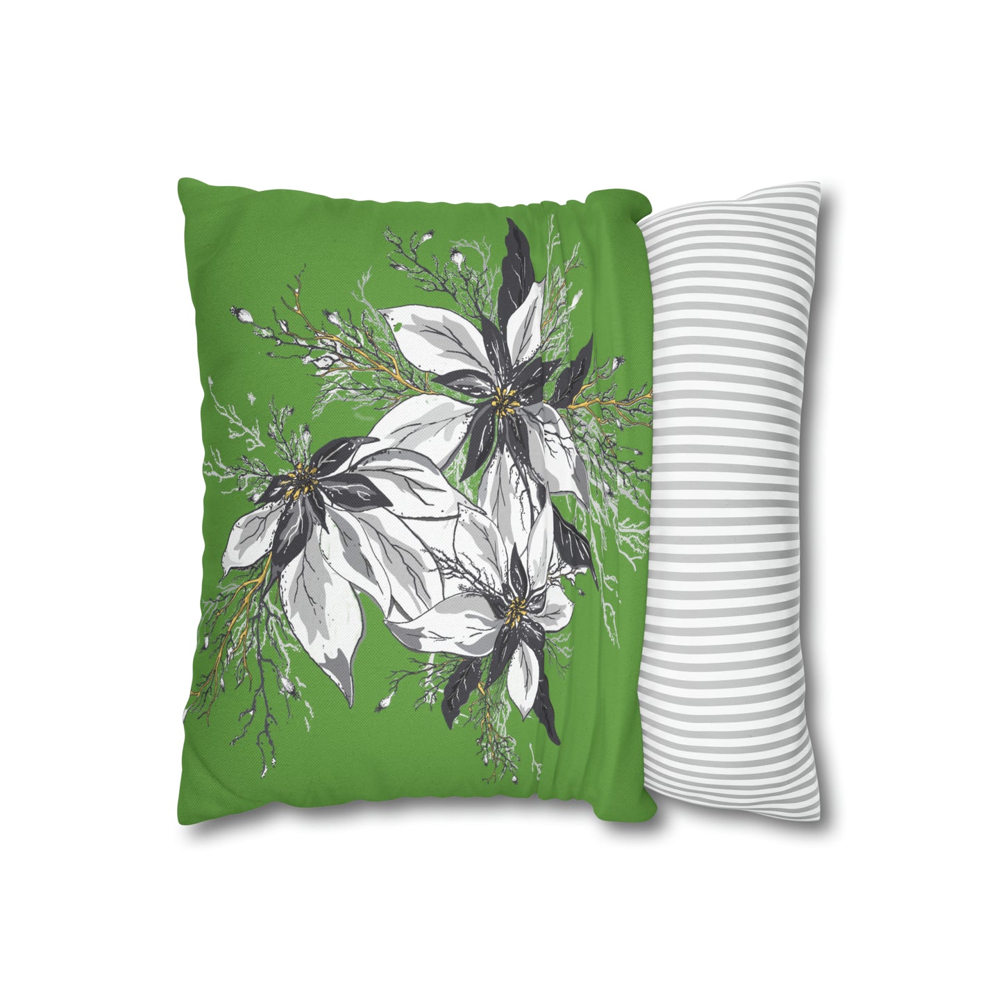 Light Green Spun Polyester Square Pillow Case