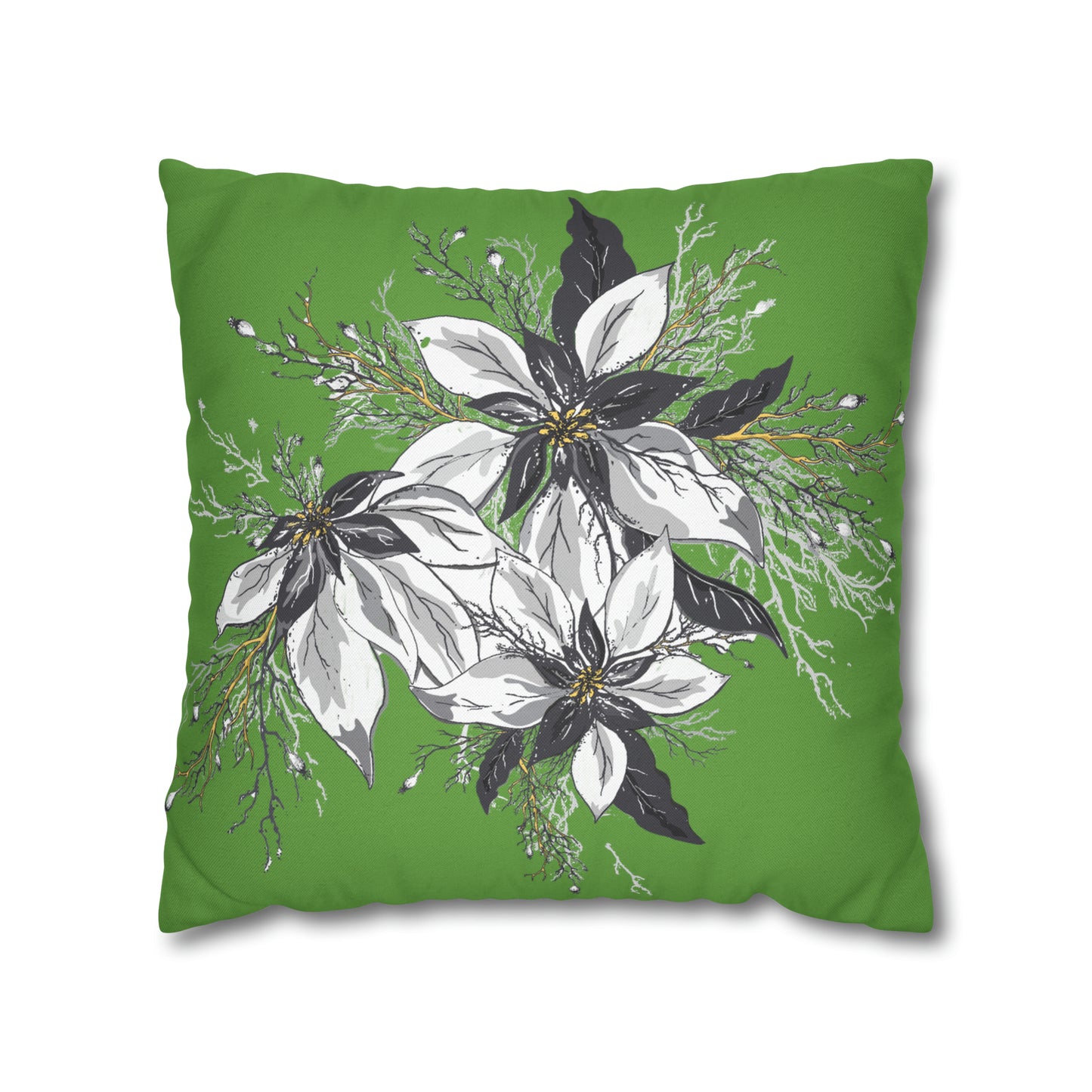 Light Green Spun Polyester Square Pillow Case