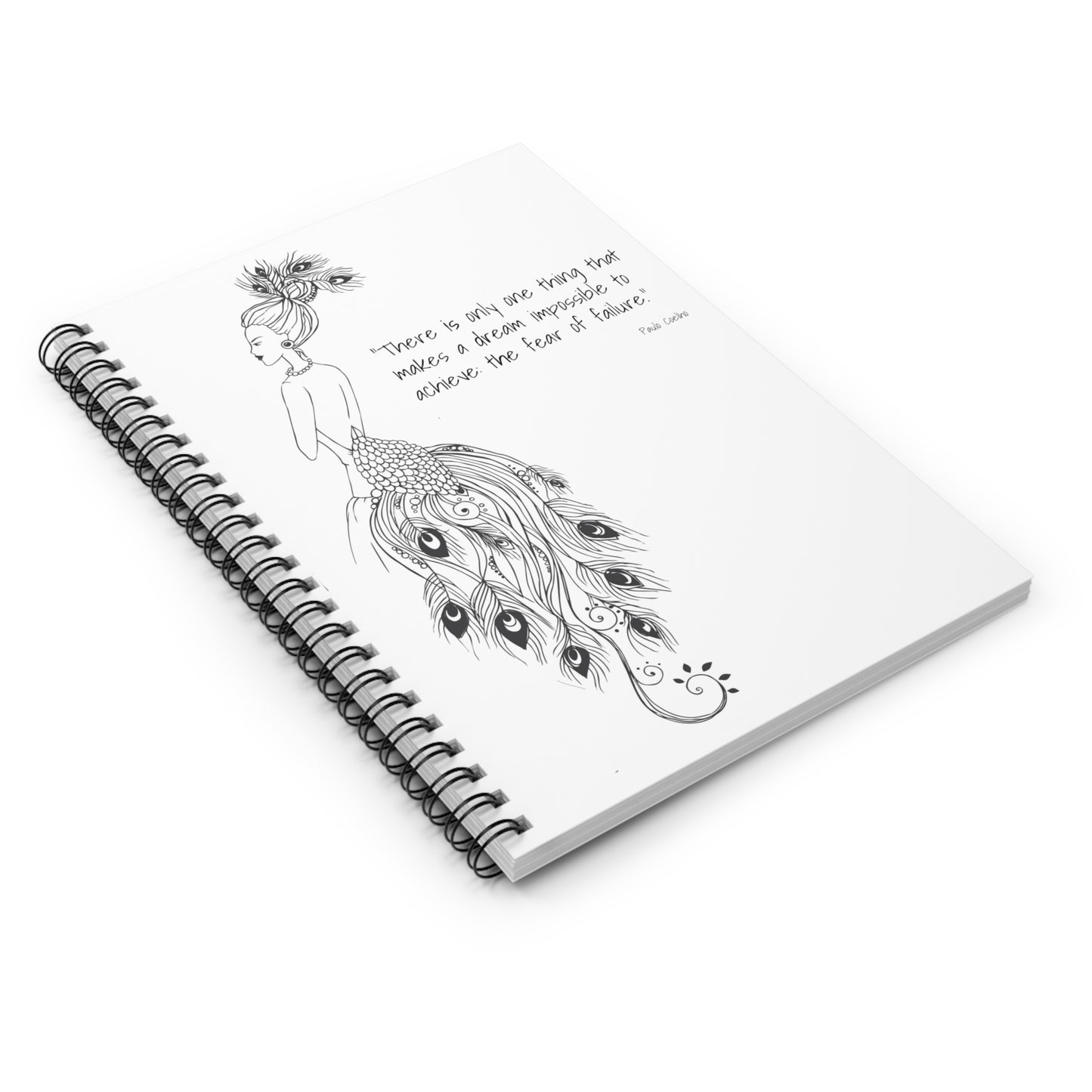 Mandala Peacock Girl with Inspiration Quote Spiral Notebook - Ruled Line