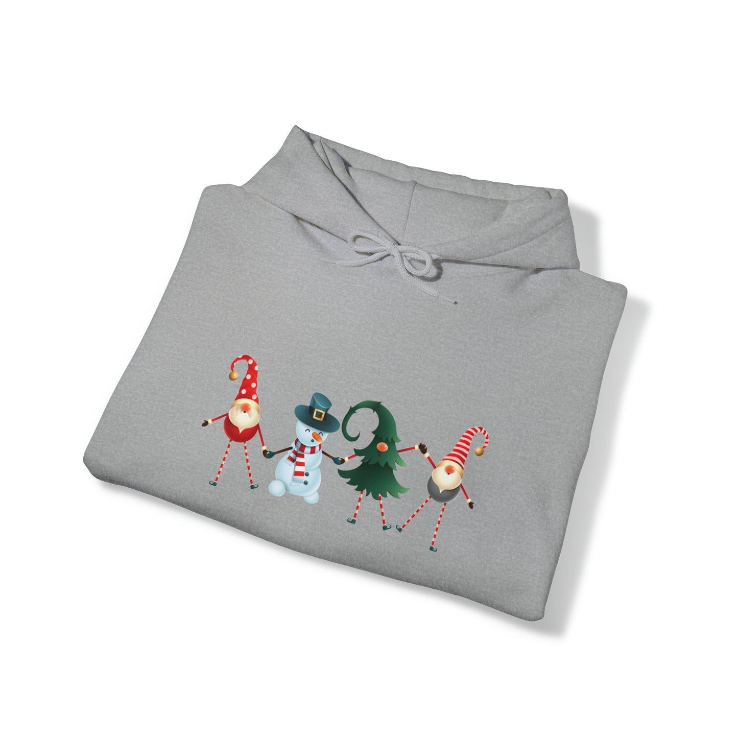 Dancing Elves, Christmas Tree, and Snowman Holiday Unisex Heavy Blend™ Hooded Sweatshirt