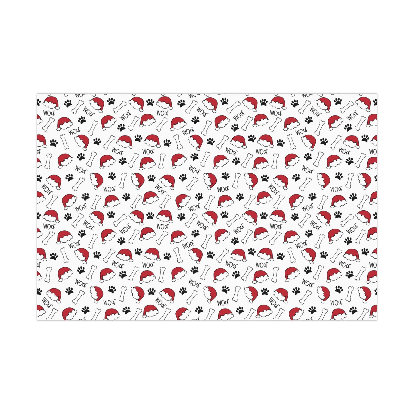 Santa Hat with dog bones and Woof Holiday Gift Wrap Papers