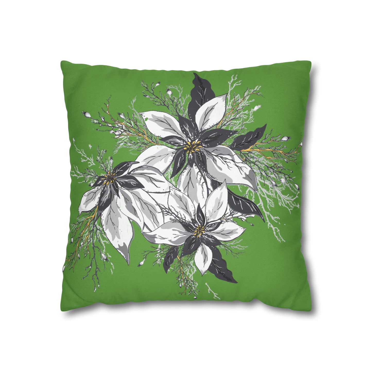 Light Green Spun Polyester Square Pillow Case