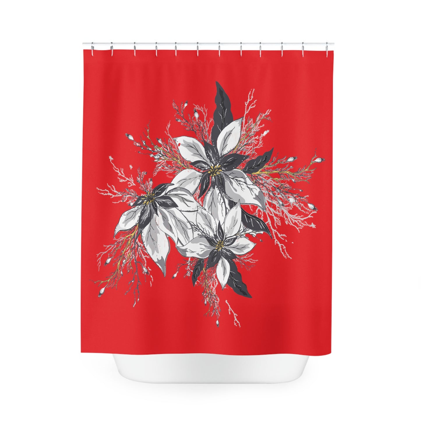 Red Polyester Shower Curtain